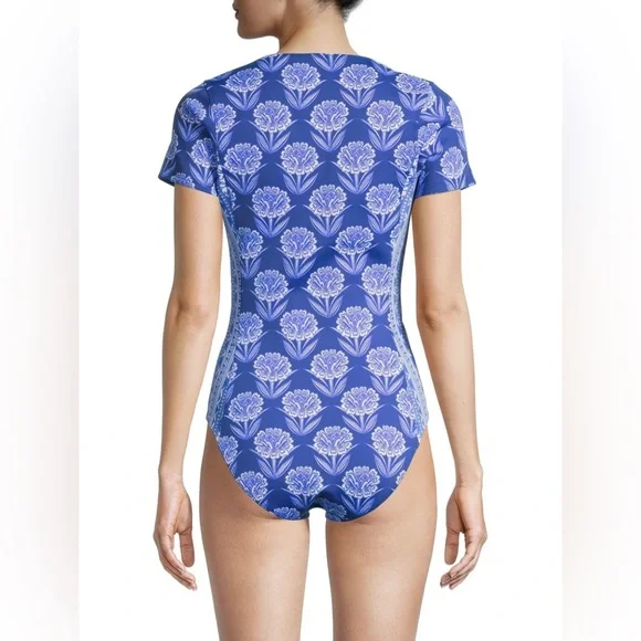 Johnny Was Yao Neoprene Zip-Up One-Piece Swimsuit